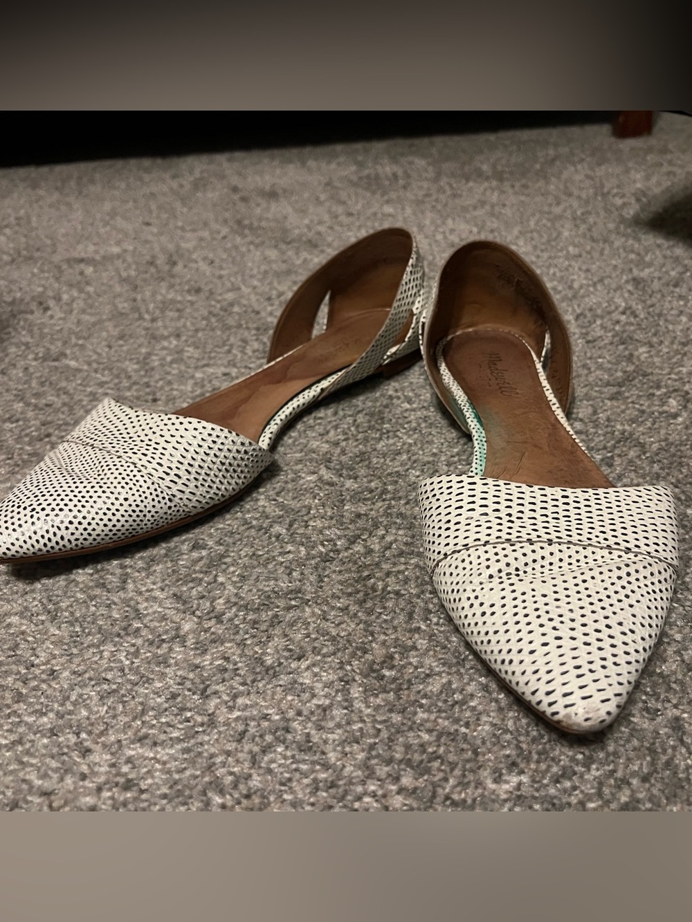 Women's Pointed D'Orsay Flats in White Faux Snake Pattern